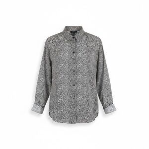 NWT Topshop US 6 white/black semi sheer‎ star pattern button up blouse top